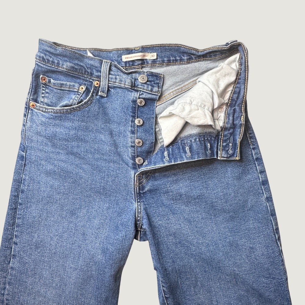 Levi's Jeans Womens 30 Blue Ribcage Straight Ankle Button Fly High Rise Denim